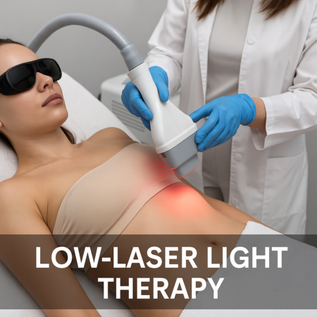 Laser fat reduction treatment session for a female patient Low laser light therapy