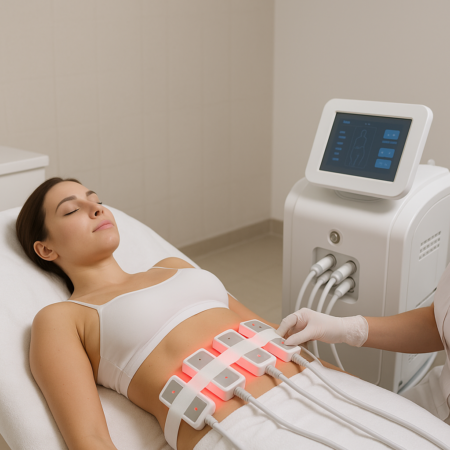 A female patient undergoing laser lipo treatment in a clinic One of the most common questions asked is: “Does laser lipo really last?” laser lipo Dubai