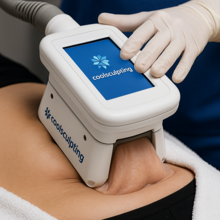 4 Close-up of CoolSculpting in dubai device on abdomen