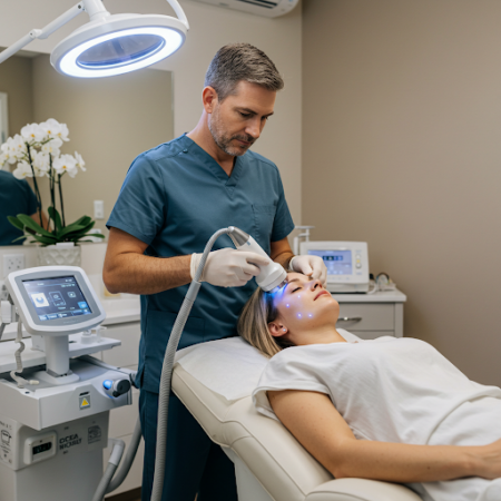 Skin tightening session at a Dubai aesthetic clinic Skin tightening session at a Dubai aesthetic clinic